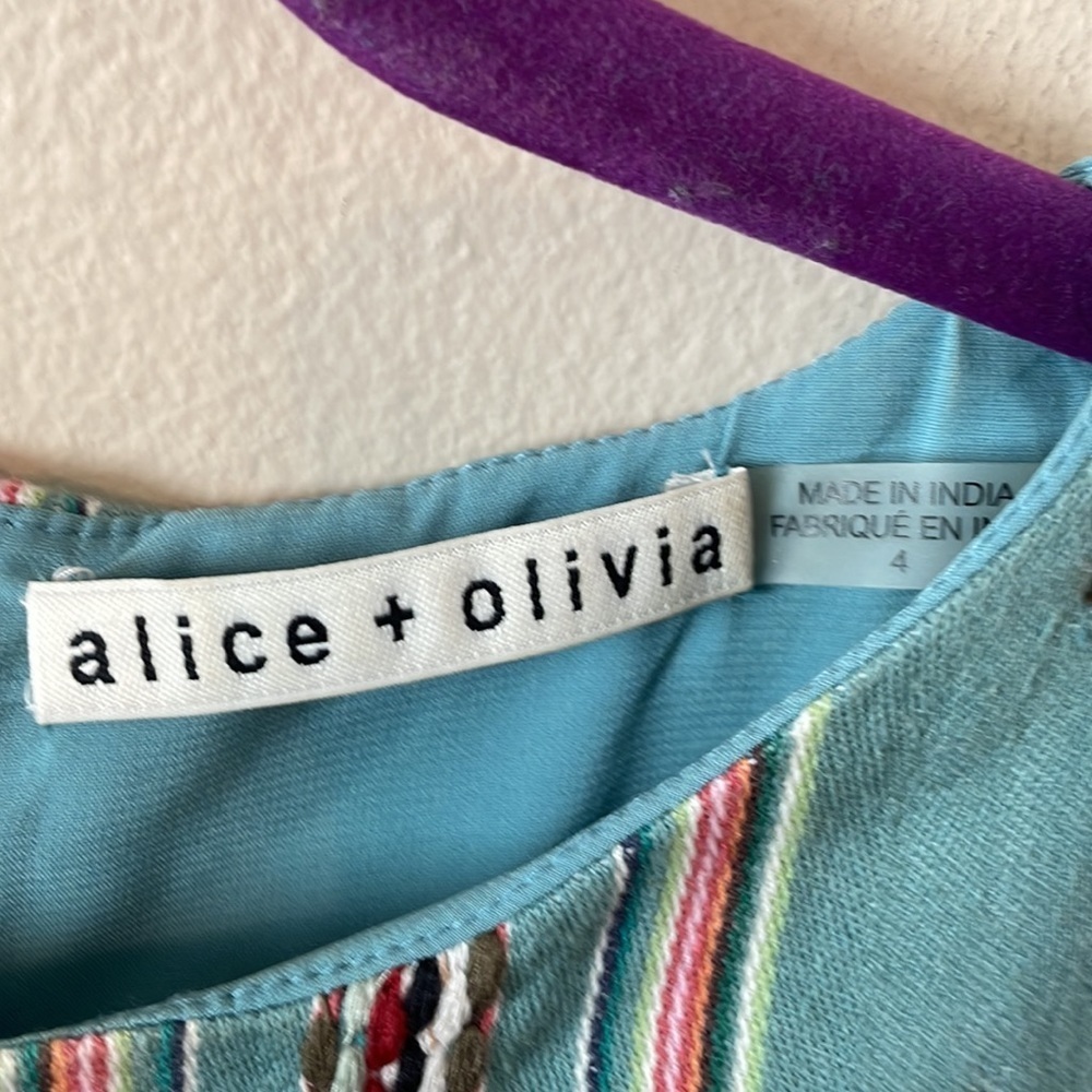 Alice + Olivia Blue Clyde Beaded Mini Dress - Picture 3 of 9